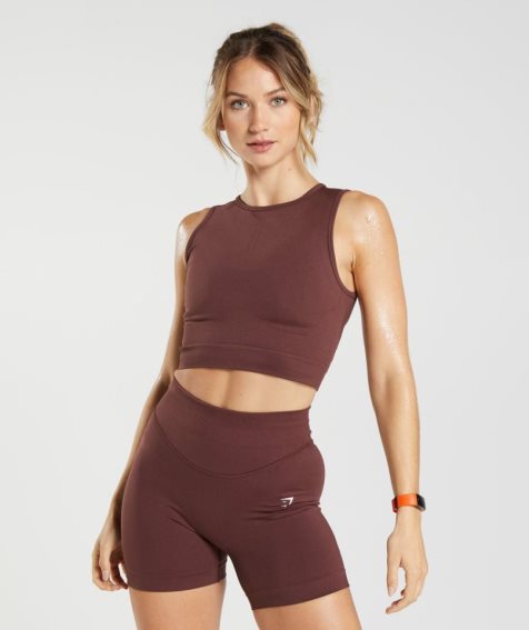 Women's Gymshark Sweat Seamless Midi Tanks Burgundy | CA 06ND78